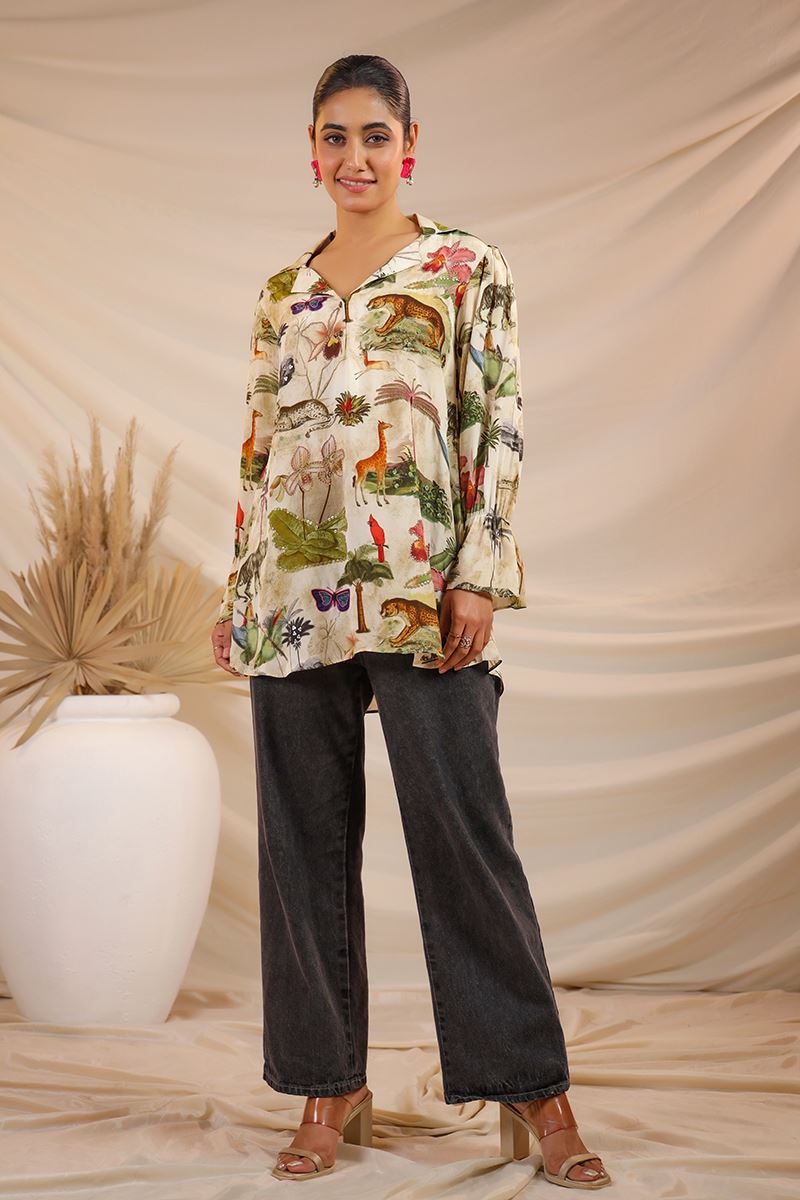 Classy Cream Designer Kurtis for Hangouts, Sangeet, and Parties