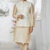 Marvelous Cream and Multi Designer Men’s Kurta Jacket Sets for Engagement, Festivals, Reception, Sangeet, and Party