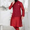 Enticing Maroon Designer Men’s Kurta Jacket Sets for Engagement, Wedding, Reception, Sangeet, and Party