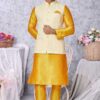 Awesome Mustard and Light Yellow Designer Men’s Kurta Jacket Sets for Haldi, Engagement, Reception, Festivals, Sangeet, and Party