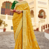 Glamorous Dola Silk Designer Saree for Haldi, Engagement, Reception, Festivals, Sangeet, and Parties