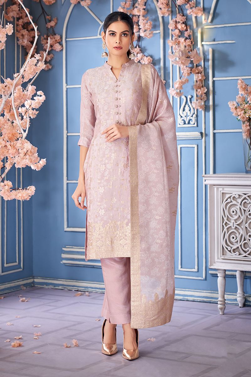 Divine Mauve Designer Straight Cut Suit for Engagement, Reception, Festivals, Sangeet, and Parties