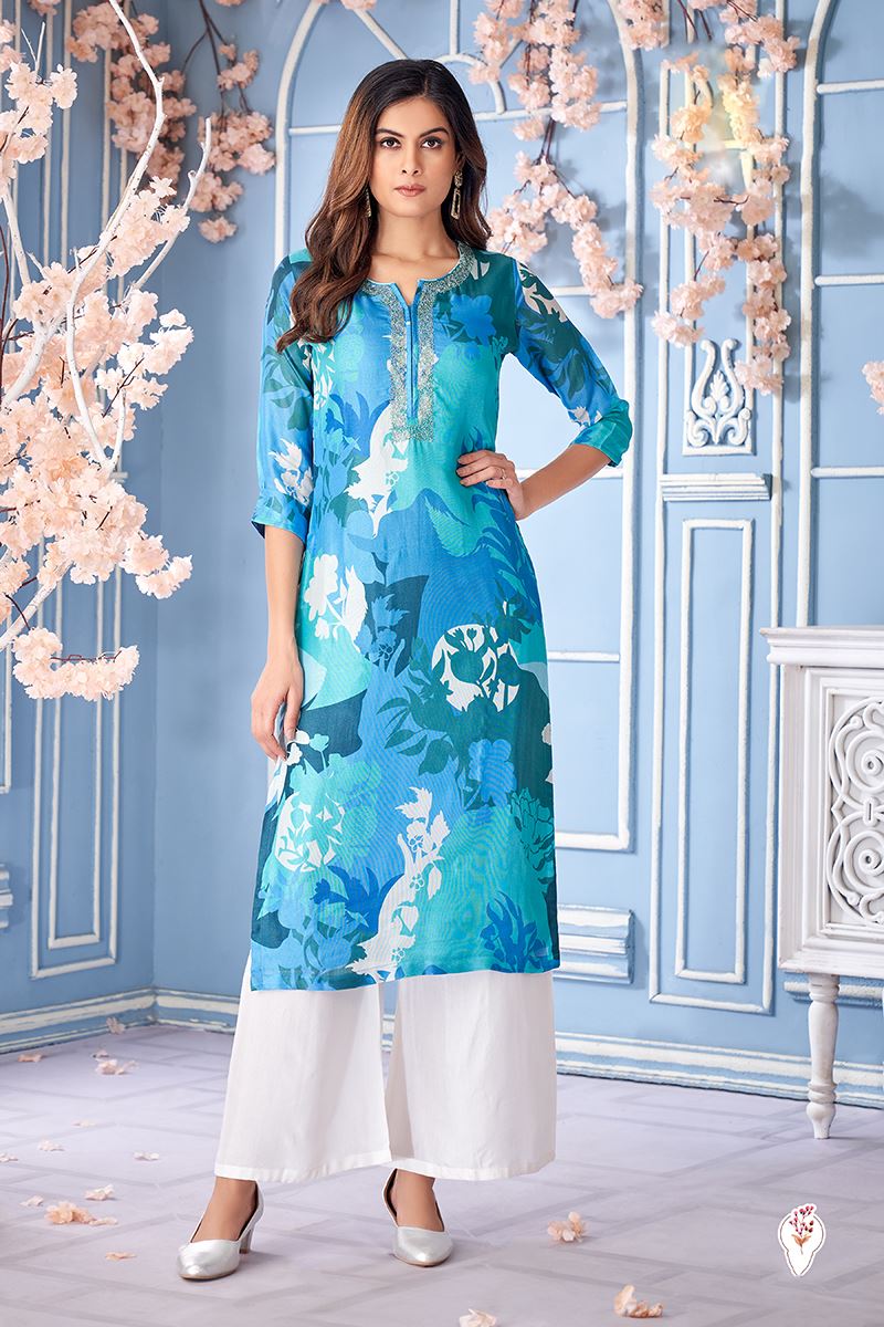 Impressive Blue Designer Kurtis for Festivals, Hangouts, Sangeet, and Parties