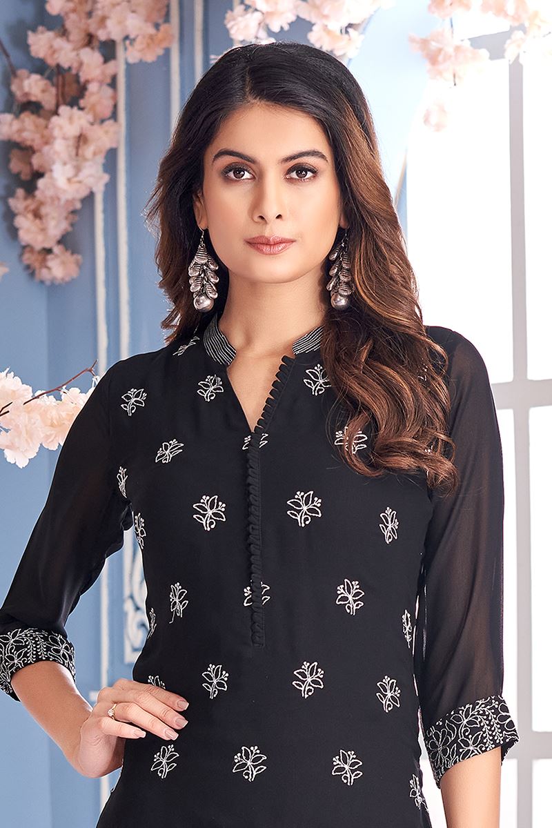 Surreal Black Designer Kurtis for Hangouts and Parties