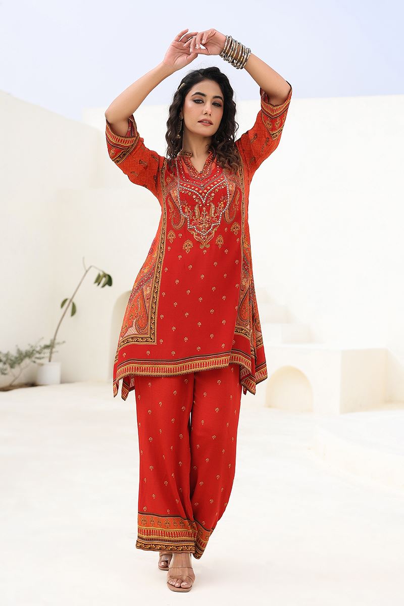Alluring Red Designer Kurtis for Hangouts, Sangeet, and Parties