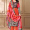 Spectacular Orange and Pink Designer Straight Cut Suit for Festivals, Sangeet, and Parties