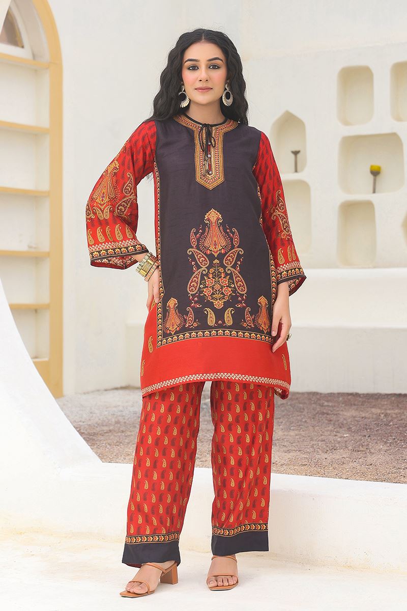 Captivating Red and Grey Designer Kurtis for Mehendi, Hangouts, Sangeet, and Parties