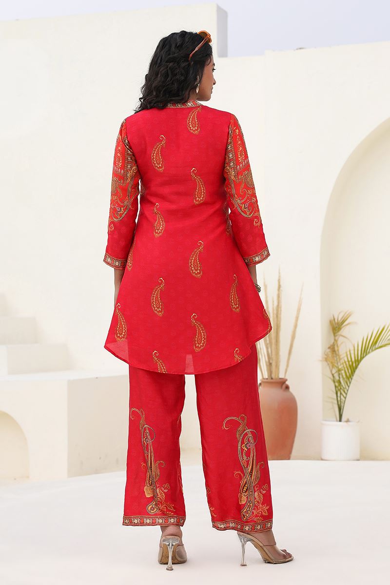Charismatic Red Designer Kurtis for Hangouts, Sangeet, and Parties