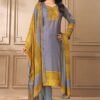 Creative Grey and Yellow Designer Straight Cut Suit for Festivals, Sangeet, and Parties