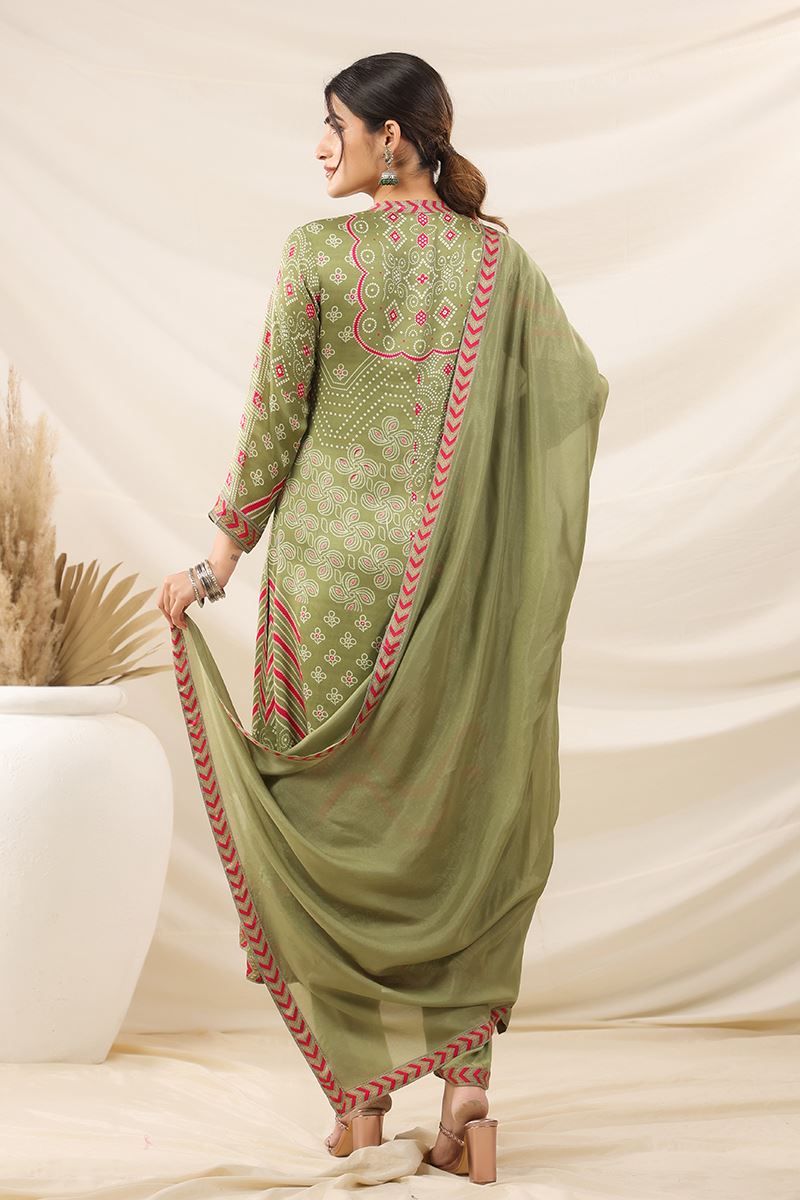 Creative Pista Green Designer Straight Cut Suit for Mehendi, Festivals, Sangeet, and Parties