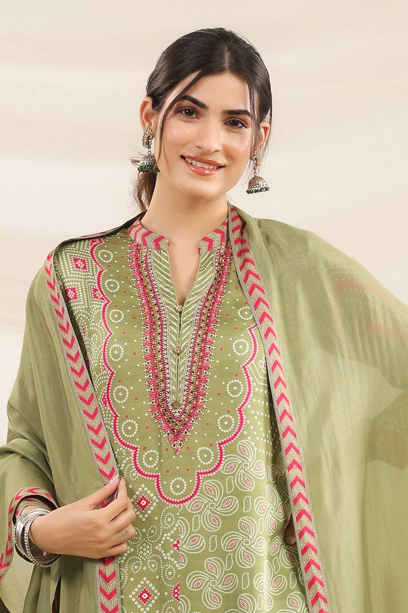 Creative Pista Green Designer Straight Cut Suit for Mehendi, Festivals, Sangeet, and Parties