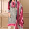 Striking Pink and Off-White Designer Straight Cut Suit for Festivals, Sangeet, and Parties