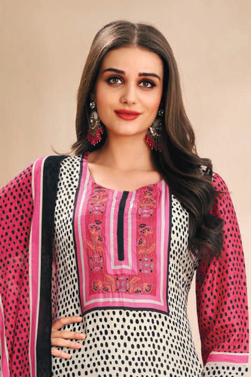Striking Pink and Off-White Designer Straight Cut Suit for Festivals, Sangeet, and Parties