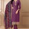 Spectacular Purple Designer Straight Cut Suit for Festivals, Sangeet, and Parties