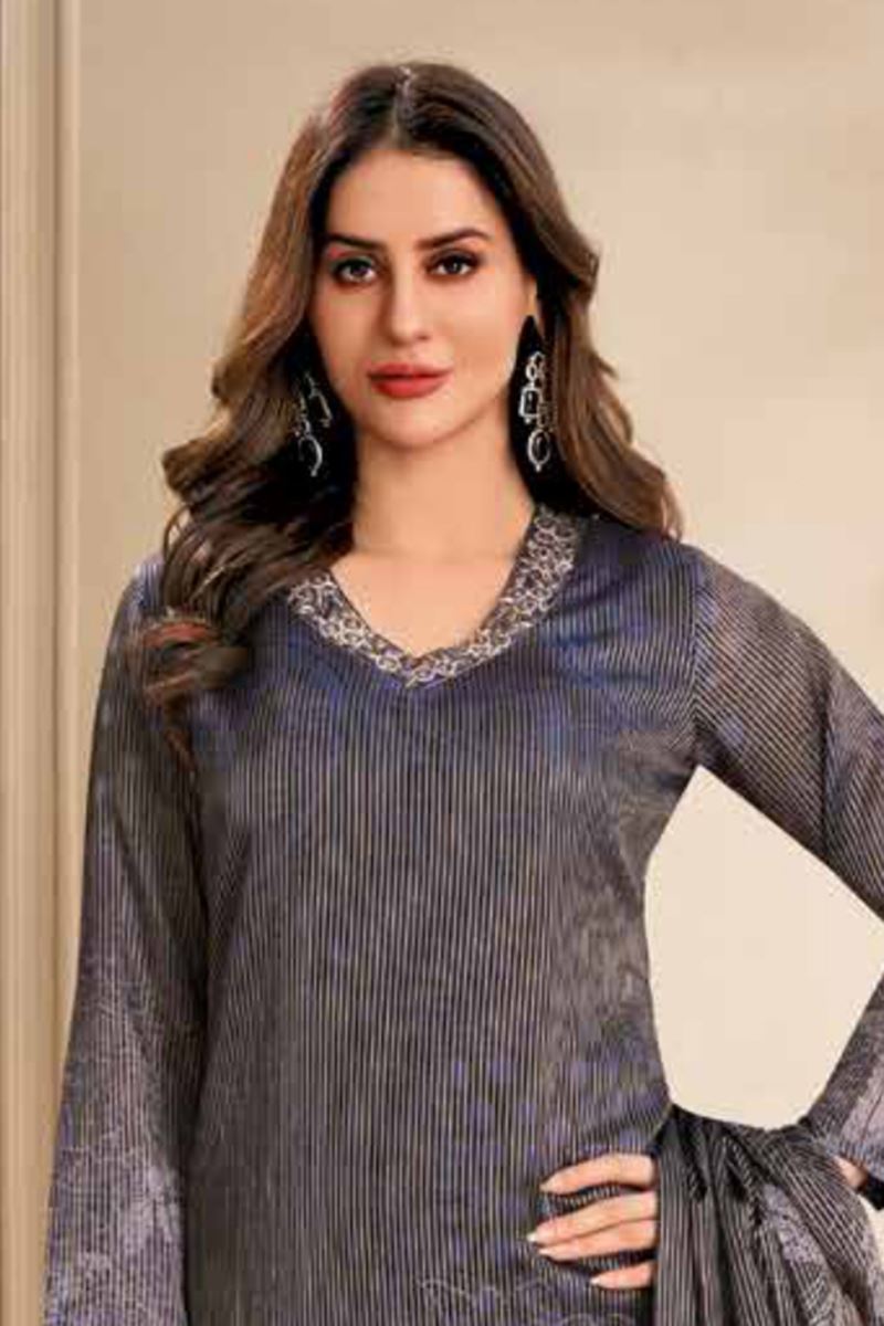 Creative Grey and Blue Designer Straight Cut Suit for Festivals, Sangeet, and Parties