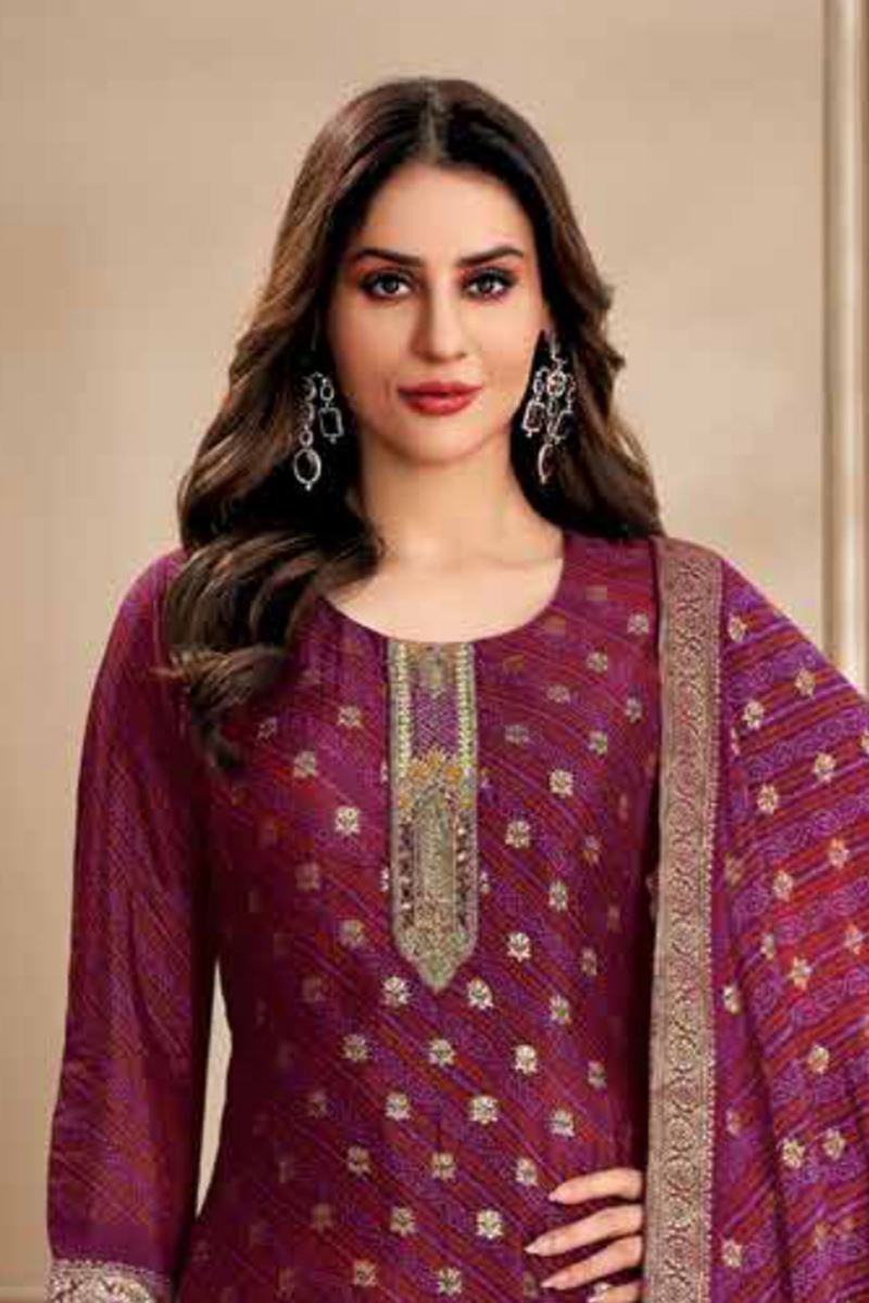 Striking Maroon and Purple Designer Straight Cut Suit for Festivals, Sangeet, and Parties