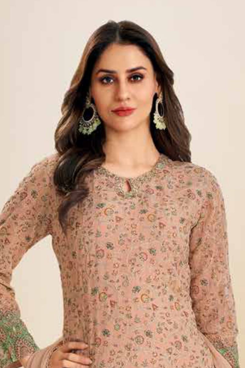 Flamboyant Peach Designer Straight Cut Suit for Festivals, Sangeet, and Parties