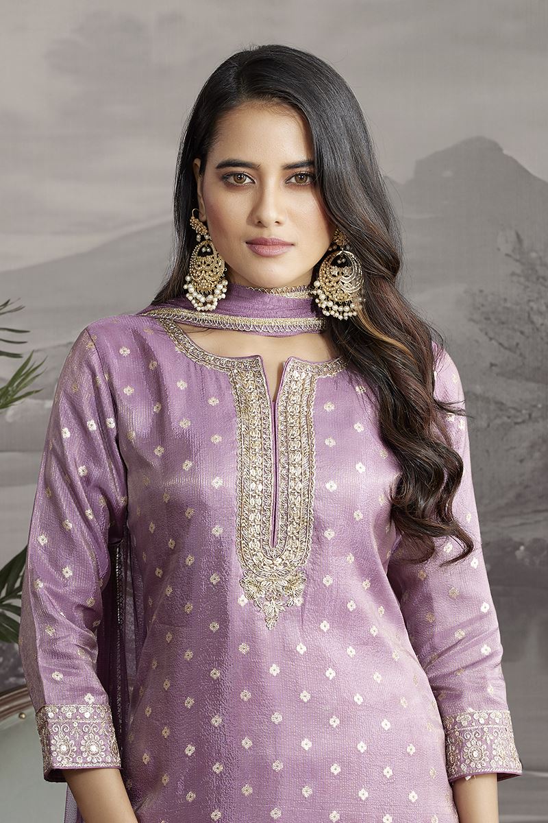 Mesmerizing Lavender Designer Straight Cut Suit for Festivals, Sangeet, and Parties