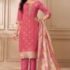 Delightful Peach Designer Straight Cut Suit for Festivals, Sangeet, and Parties