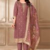 Charming Mauve Designer Straight Cut Suit for Festivals, Sangeet, and Parties