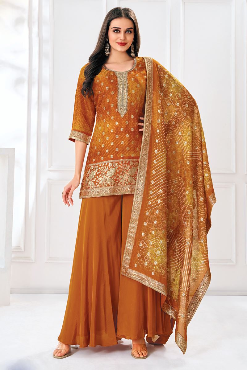 Captivating Mustard Designer Sharara Suit for Haldi, Wedding, Reception, Festivals, Sangeet, and Parties