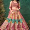 Exuberant Multi and Light Pink Designer Indo-Western Lehenga Choli for Engagement, Wedding, Reception, Sangeet, and Parties