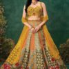 Smashing Multi and Mustard Designer Indo-Western Lehenga Choli for Haldi, Wedding, Reception, Sangeet, and Parties
