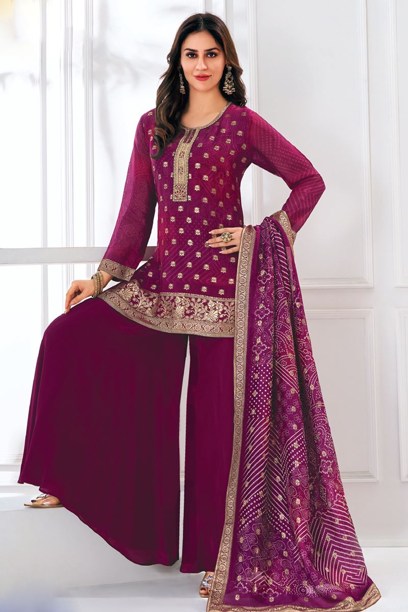 Bollywood Purple Designer Sharara Suit for Wedding, Reception, Festivals, Sangeet, and Parties