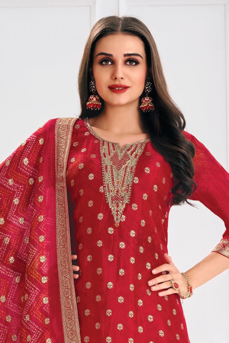 Mesmerizing Red Designer Sharara Suit for Wedding, Reception, Festivals, Sangeet, and Parties