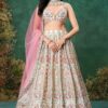 Fascinating Ivory Designer Indo-Western Lehenga Choli for Engagement, Reception, Sangeet, and Parties