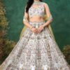 Bollywood Ivory Designer Indo-Western Lehenga Choli for Engagement, Reception, Sangeet, and Parties