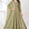 Flawless Pista Green Chanderi Silk Designer Anarkali Suit for Engagement, Reception, Festivals, Sangeet, and Parties