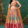 Flamboyant Multi and Rust Designer Indo-Western Lehenga Choli for Engagement, Wedding, Reception, Sangeet, and Parties