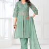 Amazing Green Designer Straight Cut Suit for Mehendi, Festivals, Sangeet, and Parties