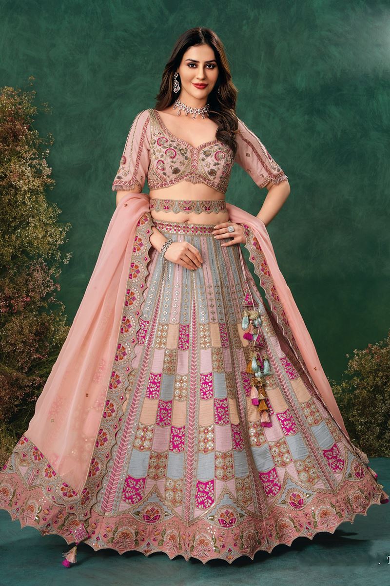 Royal Multi and Pink Designer Wedding Lehenga Choli for Engagement, Wedding, Reception, Sangeet, and Parties