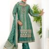 Breathtaking Rama Green Designer A-Line Suit for Mehendi, Wedding, Reception, Festivals, Sangeet, and Parties