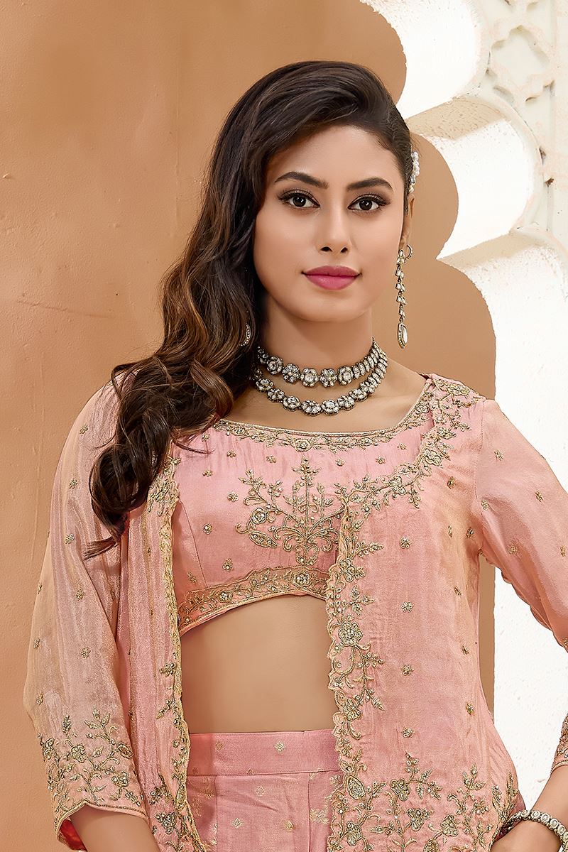 Fascinating Light Pink Designer Palazzo Suit for Engagement, Reception, Festivals, Sangeet, and Parties
