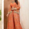 Dazzling Orange Designer Palazzo Suit for Engagement, Reception, Festivals, Sangeet, and Parties