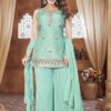 Glorious Aqua Blue Designer Palazzo Suit for Festivals, Sangeet, and Parties
