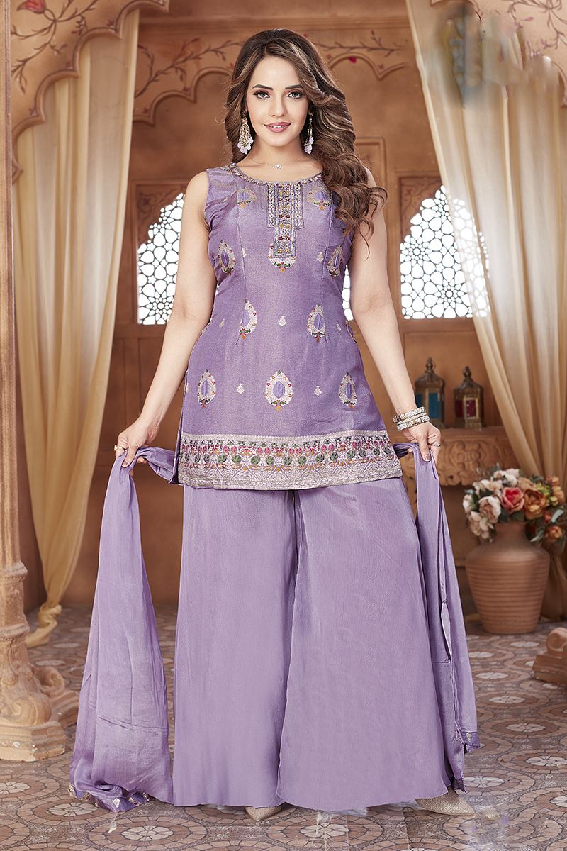 Divine Lavender Designer Palazzo Suit for Festivals, Sangeet, and Parties