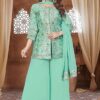 Flawless Sea Green Designer Palazzo Suit for Mehendi, Sangeet, and Parties