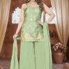 Trendy Pista Green Designer Palazzo Suit for Engagement, Sangeet, and Parties