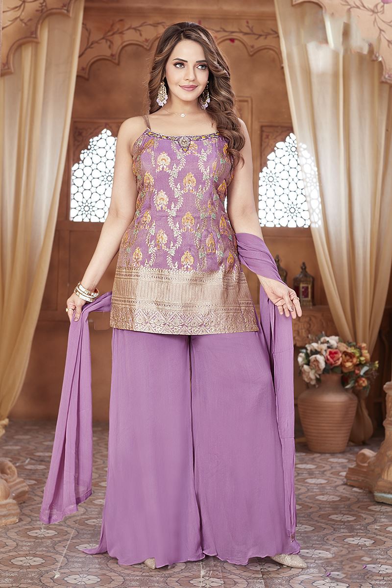 Charming Light Purple Designer Palazzo Suit for Engagement, Sangeet, and Parties