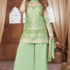 Lovely Pista Green Designer Palazzo Suit for Engagement, Sangeet, and Parties