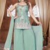 Irresistible Turquoise Blue Designer Palazzo Suit for Engagement, Sangeet, and Parties