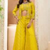 Flamboyant Yellow Designer Palazzo Suit for Haldi, Reception, Festivals, Sangeet, and Parties