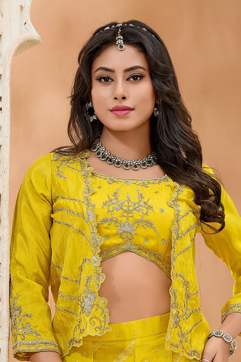 Flamboyant Yellow Designer Palazzo Suit for Haldi, Reception, Festivals, Sangeet, and Parties