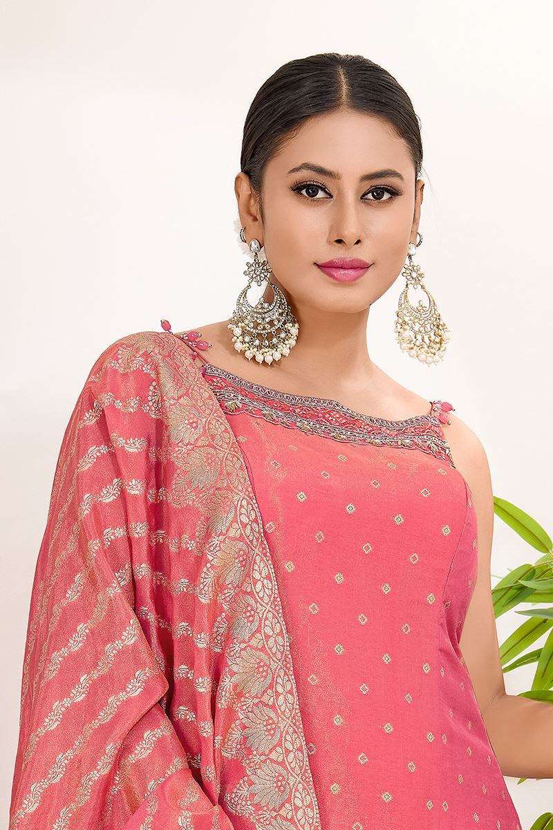 Classy Pink Designer Palazzo Suit for Engagement, Wedding, Reception, Festivals, Sangeet, and Parties