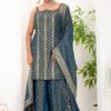 Surreal Teal Blue Designer Palazzo Suit for Wedding, Reception, Festivals, Sangeet, and Parties