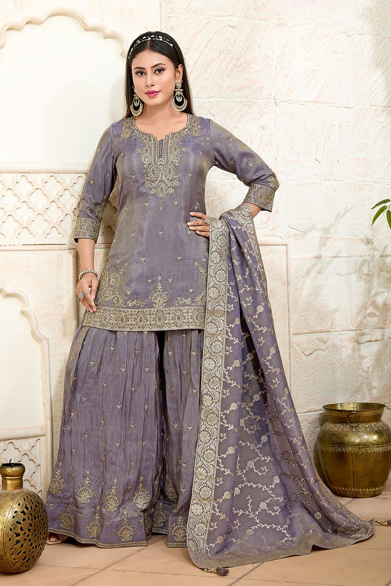 Royal Light Purple Designer Palazzo Suit for Engagement, Reception, Festivals, Sangeet, and Parties